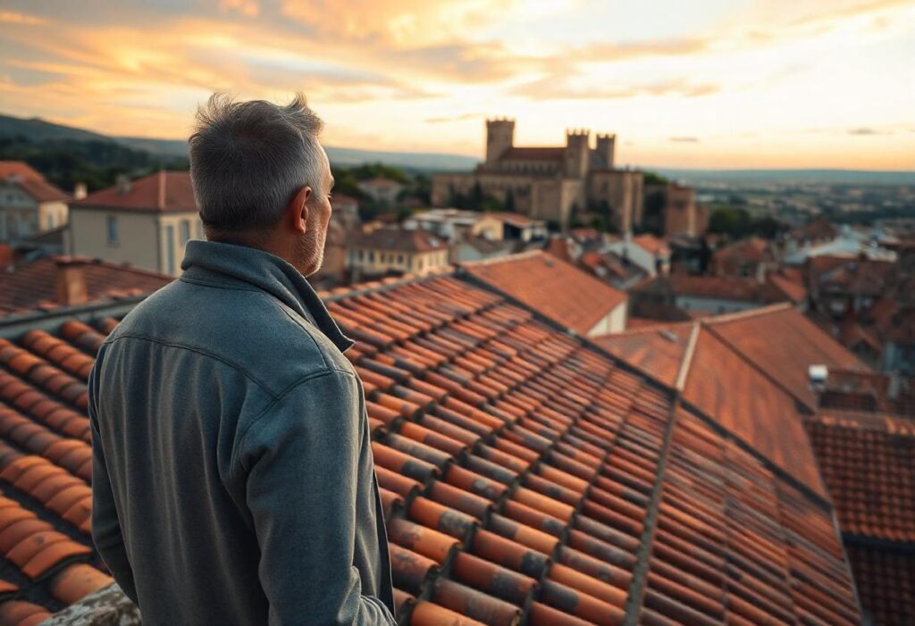 Vue panoramique sur les toitures en tuiles à Carcassonne